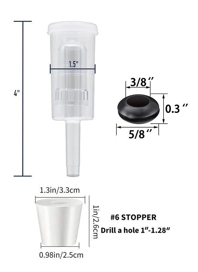 HY - 3-Piece Airlock 2 Pack with 2 PCS #6 Stopper and 2 PCS Grommets, Fermentation Airlock  Kombucha Brewing Kit,Carboy Airlock FDA Transparency Upgraded - Image 1