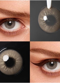Unibling Eros Grey Yearly Colored Contact Lenses, Unisex Cosmetic Contact Lenses, Enlargement Collection, Light Grey, With Case  - Image 4