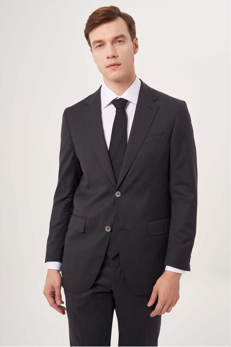 Bisse Men's 6 Drop Mono Collar Double Slit Suit ANTHRACITE PTK23YNOS001_D58  - Image 4