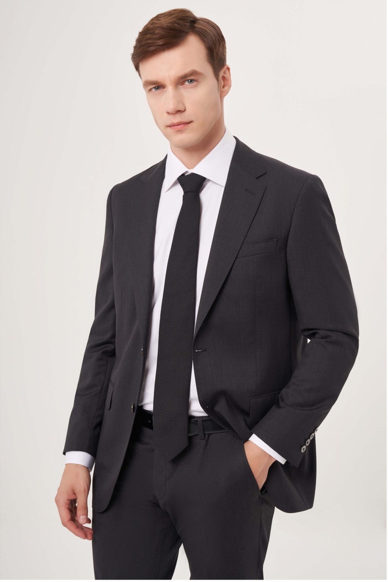 Bisse Men's 6 Drop Mono Collar Double Slit Suit ANTHRACITE PTK23YNOS001_D58  - Image 3