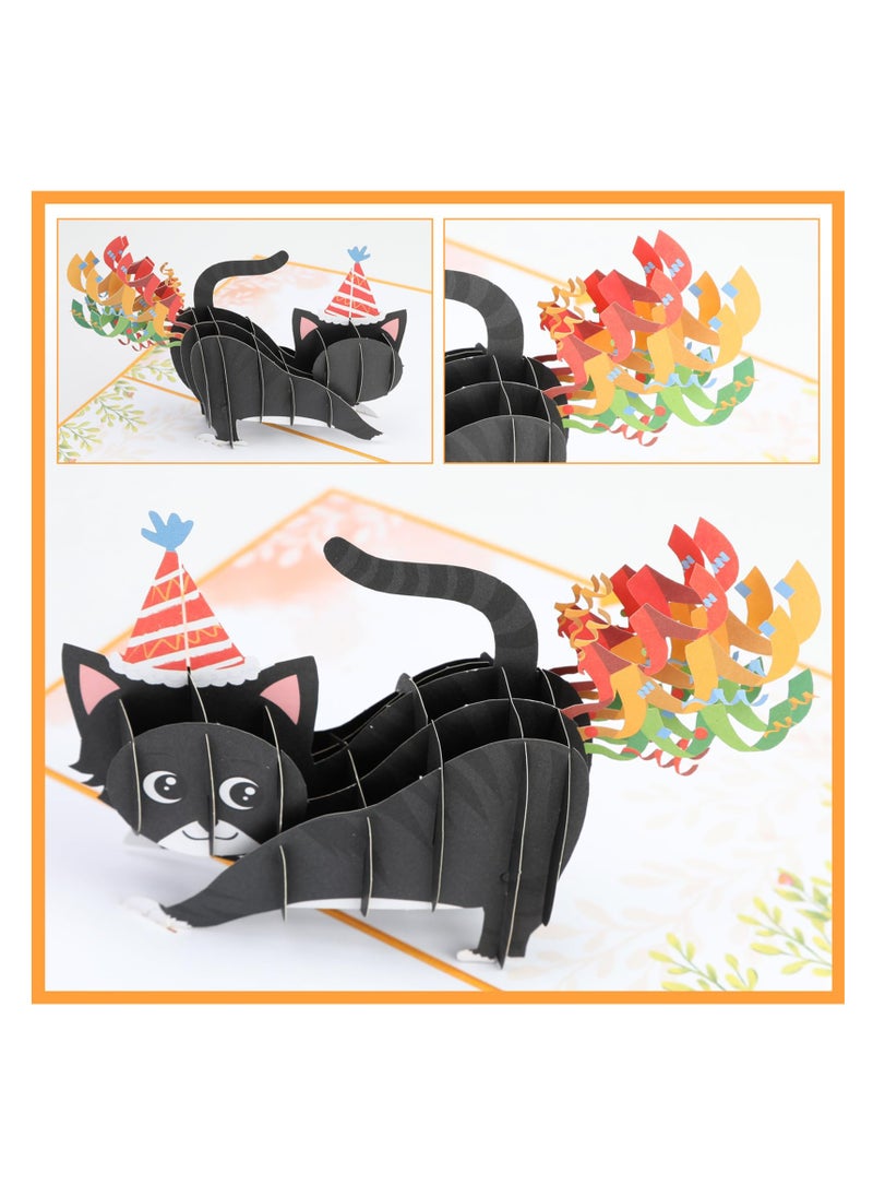 SYOSI - Cat Birthday Card, 3D Pop Up Card, Funny Cat Birthday Greeting Card, for Women Men Cat Lovers, Mum, Dad, Wife, Girlfriend, Daughter, Son, Sister, Brother on Anniversary Valentine's Day - Image 1