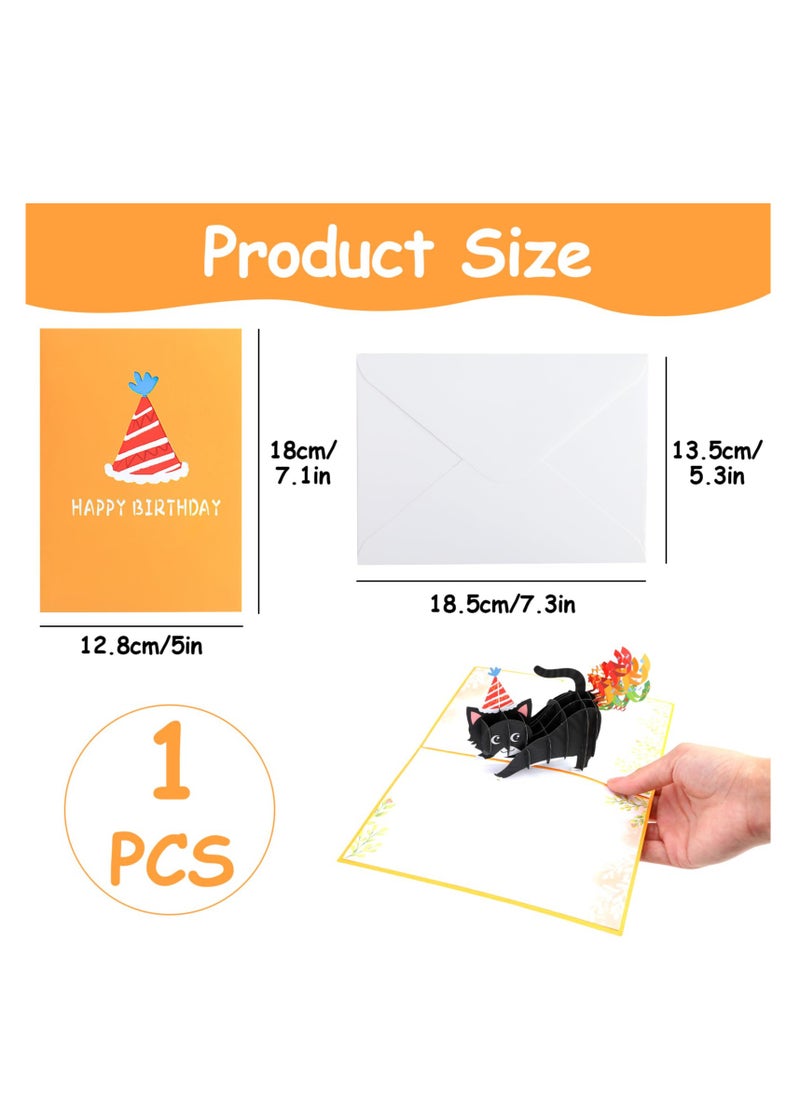 SYOSI - Cat Birthday Card, 3D Pop Up Card, Funny Cat Birthday Greeting Card, for Women Men Cat Lovers, Mum, Dad, Wife, Girlfriend, Daughter, Son, Sister, Brother on Anniversary Valentine's Day - Image 1
