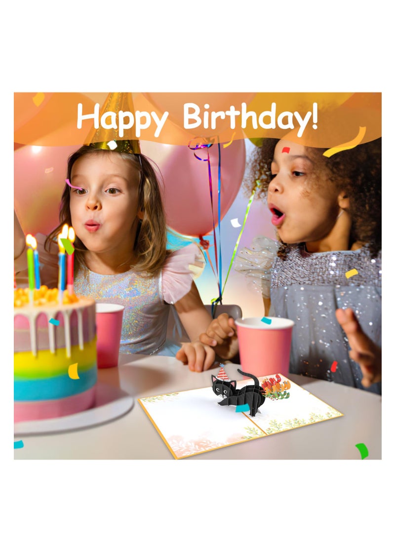 SYOSI - Cat Birthday Card, 3D Pop Up Card, Funny Cat Birthday Greeting Card, for Women Men Cat Lovers, Mum, Dad, Wife, Girlfriend, Daughter, Son, Sister, Brother on Anniversary Valentine's Day - Image 1