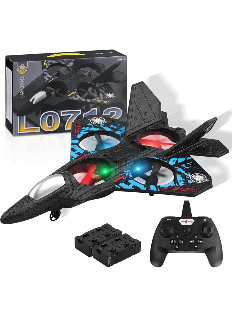 DKH RC Plane L0712, 2.4GHz Remote Control Aircraft with LED Lights, 25cm Wingspan, Black - Image 5