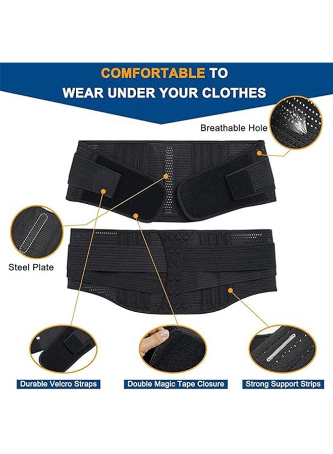 Hojo Lumbar Lower Back Brace, Breathable Waist Lumbar Lower Back Support Belt for Sciatica, Herniated Disc, Scoliosis Back Pain Relief, Heavy lifting, with Dual Adjustable Straps - Large - Image 3