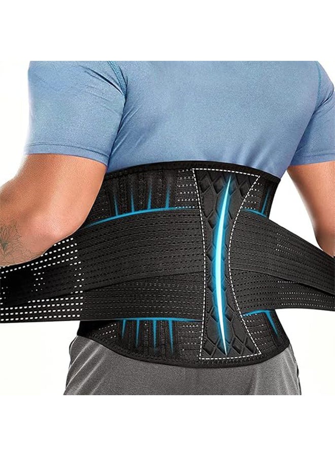 Hojo Lumbar Lower Back Brace, Breathable Waist Lumbar Lower Back Support Belt for Sciatica, Herniated Disc, Scoliosis Back Pain Relief, Heavy lifting, with Dual Adjustable Straps - Large - Image 1