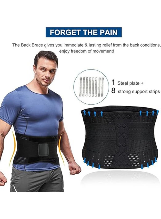 Hojo Lumbar Lower Back Brace, Breathable Waist Lumbar Lower Back Support Belt for Sciatica, Herniated Disc, Scoliosis Back Pain Relief, Heavy lifting, with Dual Adjustable Straps - Large - Image 4