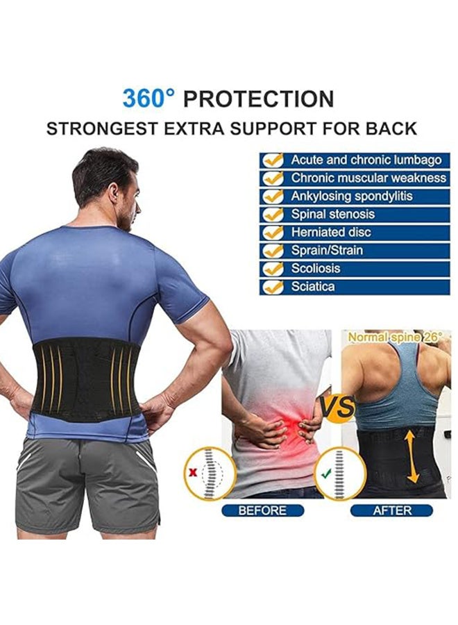 Hojo Lumbar Lower Back Brace, Breathable Waist Lumbar Lower Back Support Belt for Sciatica, Herniated Disc, Scoliosis Back Pain Relief, Heavy lifting, with Dual Adjustable Straps - Large - Image 5