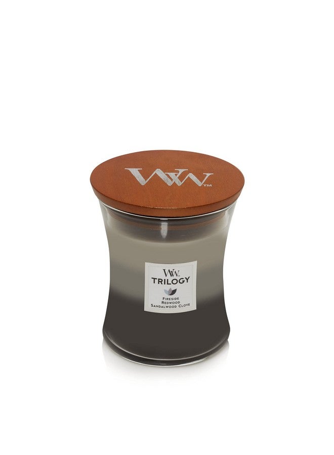 WoodWick Warm Woods Medium Hourglass Trilogy Candle, Crackles as it burns, Perfect for Gifting - Image 1