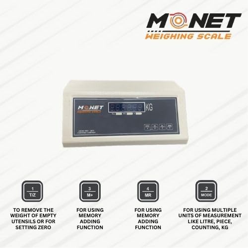 MONET Platform Weighing Machine For Industrial and Commercial Use 10g Accuracy 400X400 mm Scale Size Green Display Light - Image 2