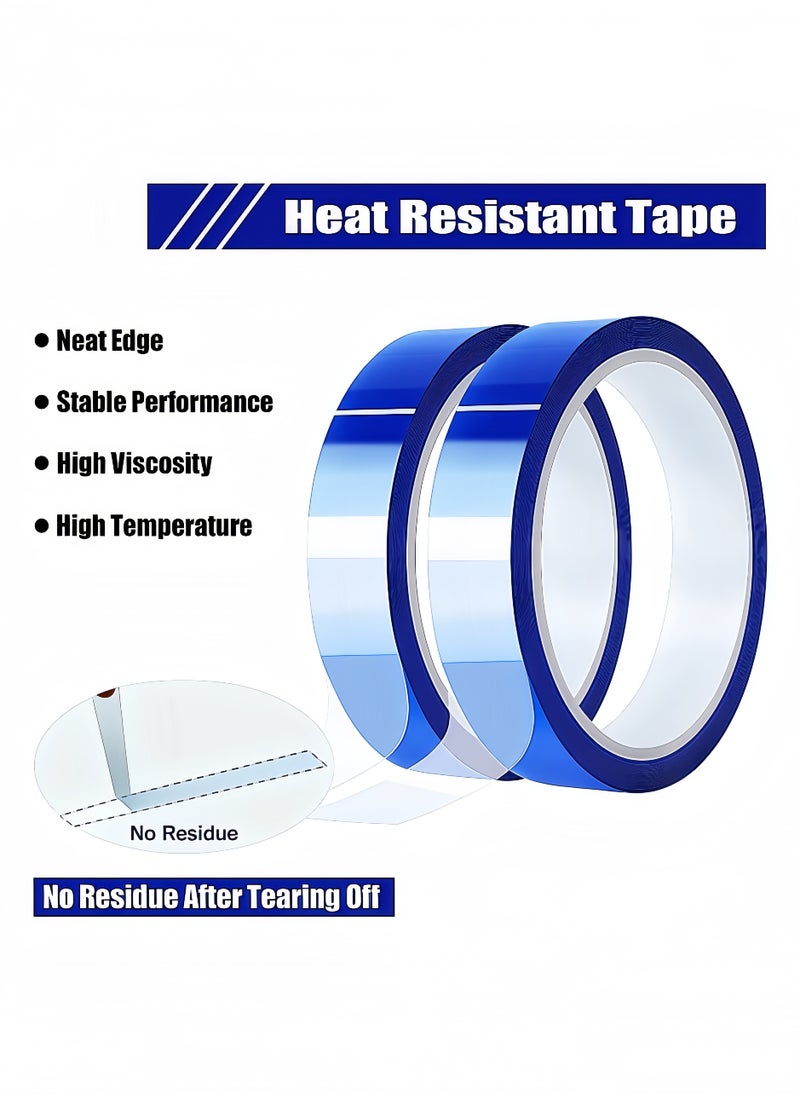 fantasize 2 Rolls Blue High-Temperature Heat Resistant Tape, No-Residue Heat Transfer Tape for Sublimation Press and Vinyl, 20mm x 33m (108ft)  - Image 3