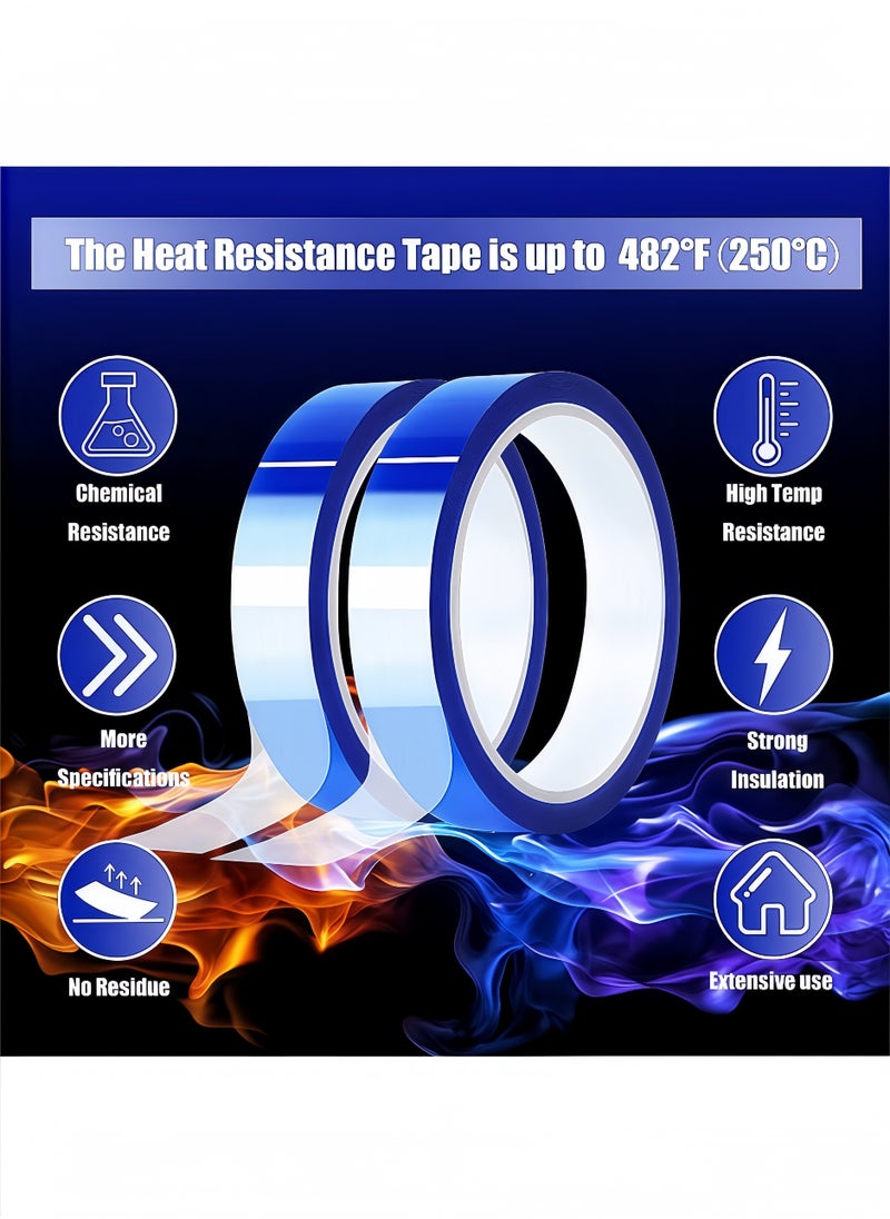 fantasize 2 Rolls Blue High-Temperature Heat Resistant Tape, No-Residue Heat Transfer Tape for Sublimation Press and Vinyl, 20mm x 33m (108ft)  - Image 4