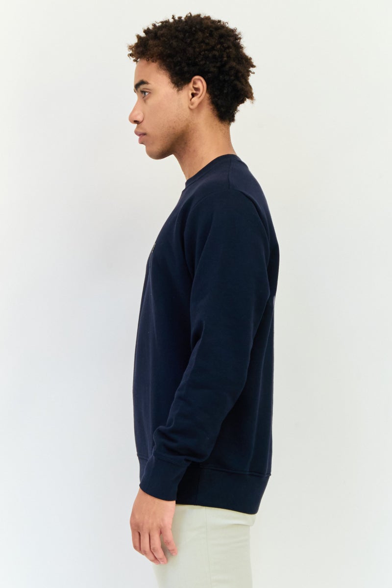 833 POLICE Men Crew Neck Brand Logo Long Sleeves Sweatshirt, Navy  - Image 2