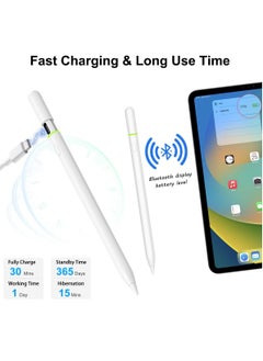 Generic Stylus Pen for iPad 9th & 10th Gen, 5min Fast Charge Pen for iPad/Pro/Air/Mini (2018-2024) with Tilt Sensitive, Palm Rejection & Magnetic for Professional Drawing, Writing, Design (White)  - Image 3