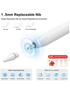 Generic Stylus Pen for iPad 9th & 10th Gen, 5min Fast Charge Pen for iPad/Pro/Air/Mini (2018-2024) with Tilt Sensitive, Palm Rejection & Magnetic for Professional Drawing, Writing, Design (White)  - Image 4