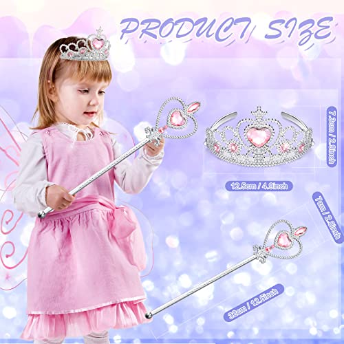 Civaner 20 Pcs Princess Dress up Accessories Tiaras Crown Set with Princess Crowns and Wands for Little Girls Kids Play Jewelry - Image 5