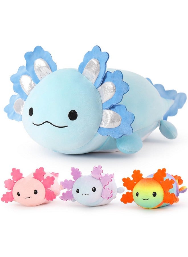 MaoGoLan دبدوب ماو غولان العملاق أكسولوتل مع 3 أكسولوتل صغيرة داخل - 23.5" وسادة محشوة ناعمة - زرقاء - Image 1