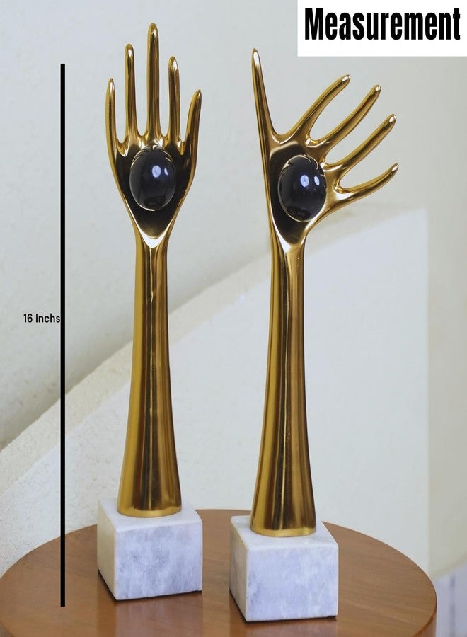 Loosebucket®Golden Auspicious Hands Holding Balls for Table Decoration Table showpiece | Centerpiece for Table | Table Sculpture | Aluminum Set of 2, 16 Inch, Inspirational - Image 5