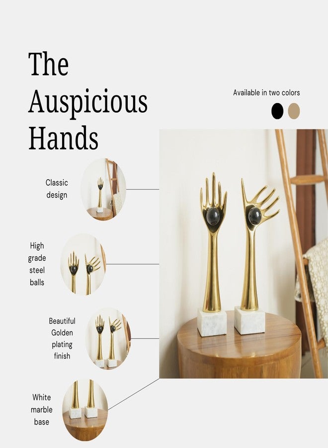 Loosebucket®Golden Auspicious Hands Holding Balls for Table Decoration Table showpiece | Centerpiece for Table | Table Sculpture | Aluminum Set of 2, 16 Inch, Inspirational - Image 3