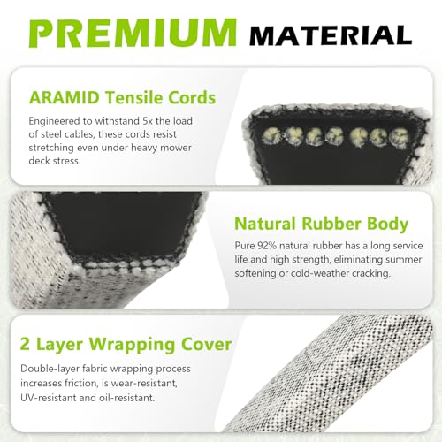 Tecreddy 405143 46 Inch Mower Deck Belt for Husqvarna 532405143 584453101 YTH22V46 YTH20K46 YTH21K46 YTH18K46 Craftsman Poulan Lawn Mower - Aramid Cord, 105.75" - Image 4