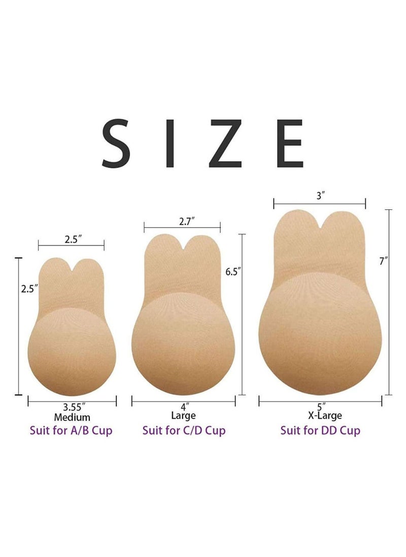 Glamroot - Women's Strapless Backless Bra Lightly Padded Push Up Stick-on Adhesive Nipple Pad, Beige - Image 1