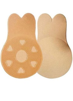 Women's Strapless Backless Bra Lightly Padded Push Up Stick-on Adhesive Nipple Pad, Beige