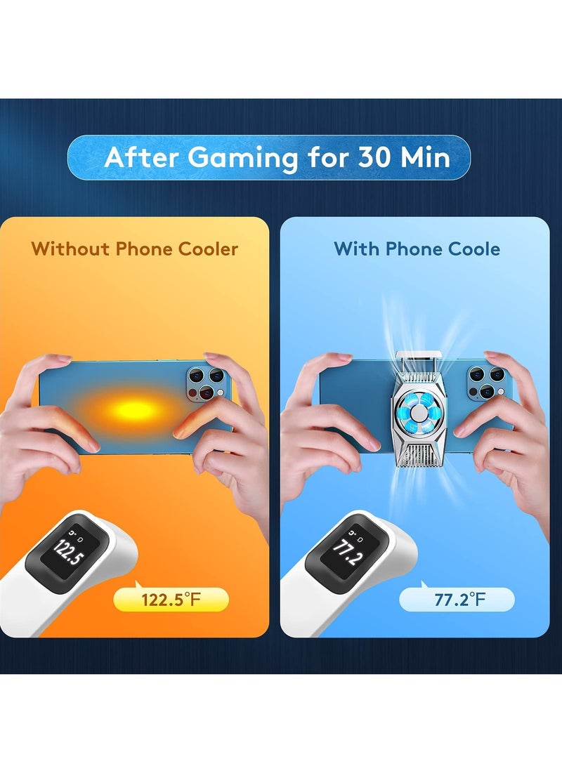 Phone Cooling Fan, Portable Mini Phone Cooling Heatsink for iPhone iOS/Android Gaming Semiconductor Heatsink Cooler (Silver)  - Image 3