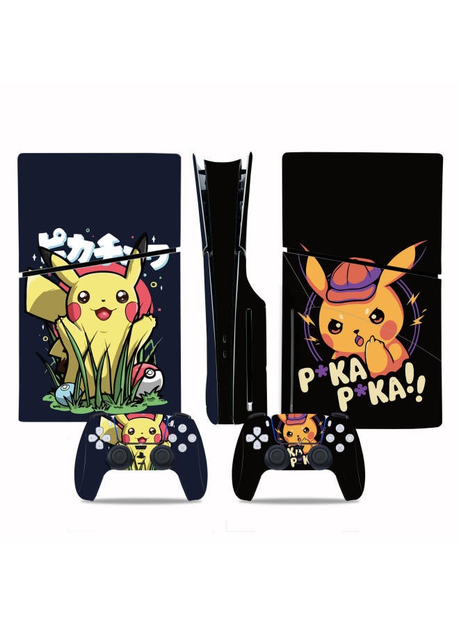 general PS5slim CD-ROM Version Sticker Slim Digital Version Of The Main Machine Sticker Handle Sticker Pikachu Cute Anime Frosted-Color:Granny Grey P5SDisc-0275 - Image 3