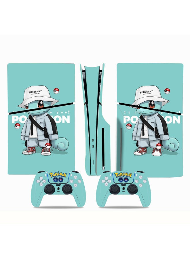 general PS5slim CD-ROM Version Sticker Slim Digital Version Of The Main Machine Sticker Handle Sticker Pikachu Cute Anime Frosted-Color:Granny Grey P5SDisc-0275 - Image 2