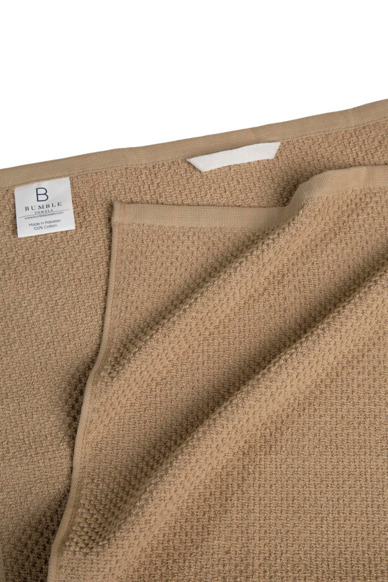 Bumble Towels Premium Kitchen Towels (16”x 26”, 6 Pack) | Large Cotton Kitchen Hand Towels | Popcorn Striped Design | Dish Towels | 430 GSM Highly Absorbent Tea Towels Set with Hanging Loop | Tan - Image 3