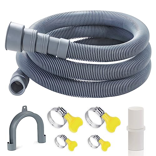 Elyfree 20-Ft Washing Machine Drain Hose Universal, Flexible Dishwasher & Washer Drain Hose Extension with 4 Clamps & 1 U-Bend Holder - Image 1
