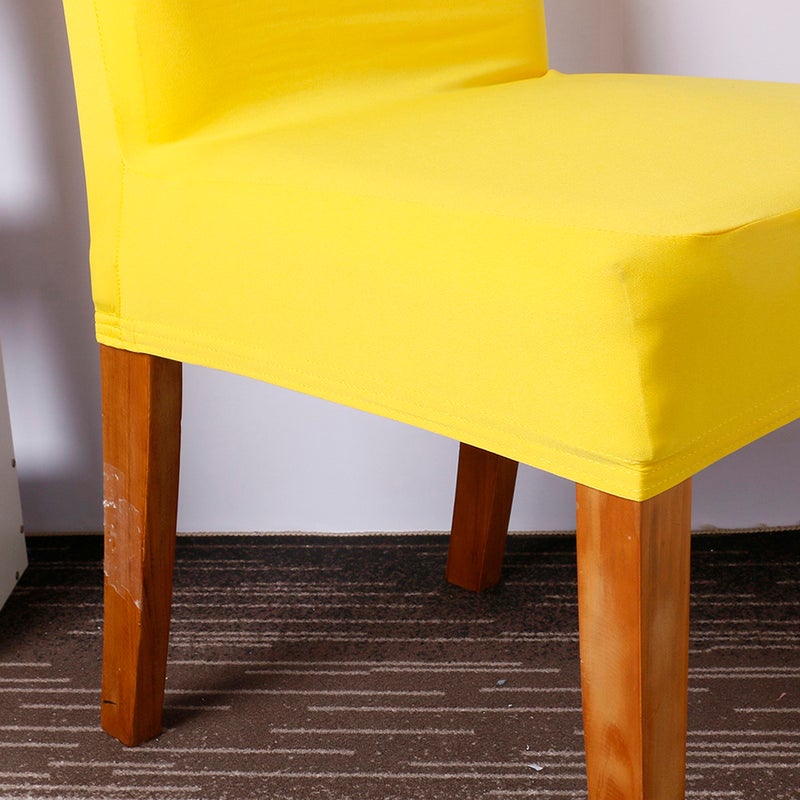 2pcs Yellow Color Chair Cover Silk Chair Slipcover Removable Washable Chair Protector for Dining Room Restaurant - Image 3