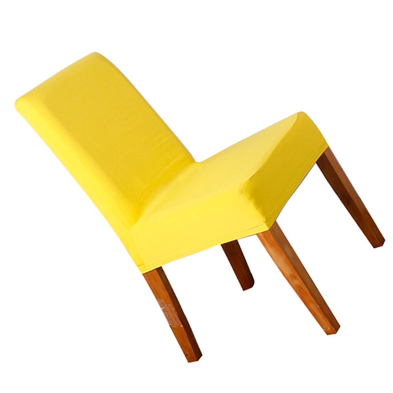 2pcs Yellow Color Chair Cover Silk Chair Slipcover Removable Washable Chair Protector for Dining Room Restaurant - Image 1