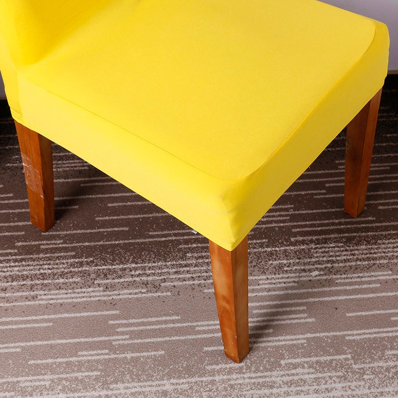 2pcs Yellow Color Chair Cover Silk Chair Slipcover Removable Washable Chair Protector for Dining Room Restaurant - Image 4