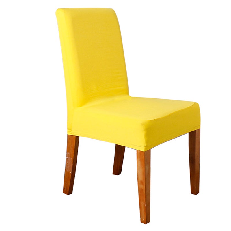 2pcs Yellow Color Chair Cover Silk Chair Slipcover Removable Washable Chair Protector for Dining Room Restaurant - Image 2