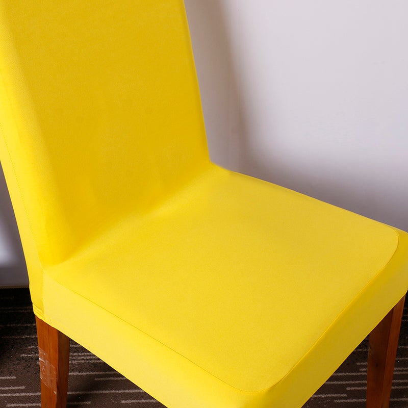 2pcs Yellow Color Chair Cover Silk Chair Slipcover Removable Washable Chair Protector for Dining Room Restaurant - Image 5