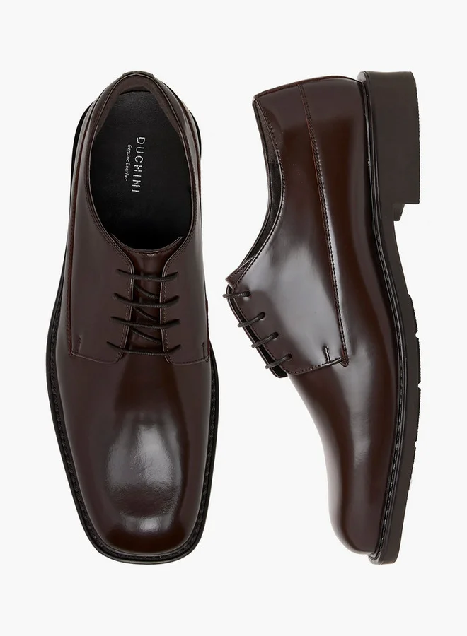 DUCHINI Men's Solid Lace-Up Derby Shoes