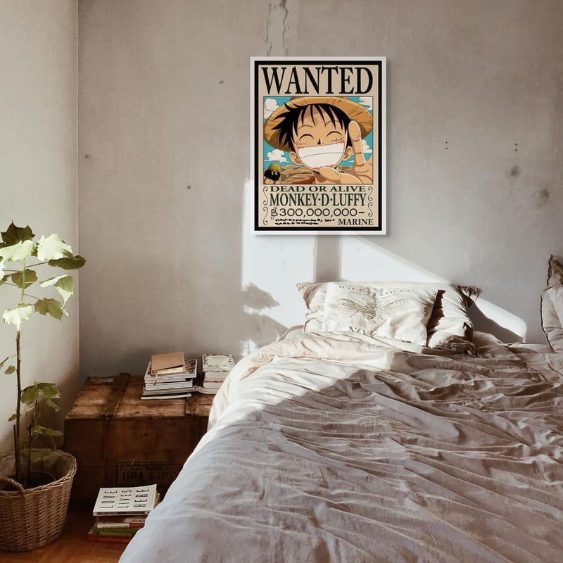 Art Decor Framed Fine of One Piece Wanted Poster Wall Monkey D. Luffy work Anime Portrait Print Wall for Bedroom Boy Room Living Room Gaming Room 30x40cm - Image 2