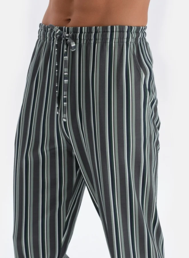 dagi Striped Shirt & Trousers Pajama Set Spread Collar Modal Mid Rise Sleepwear