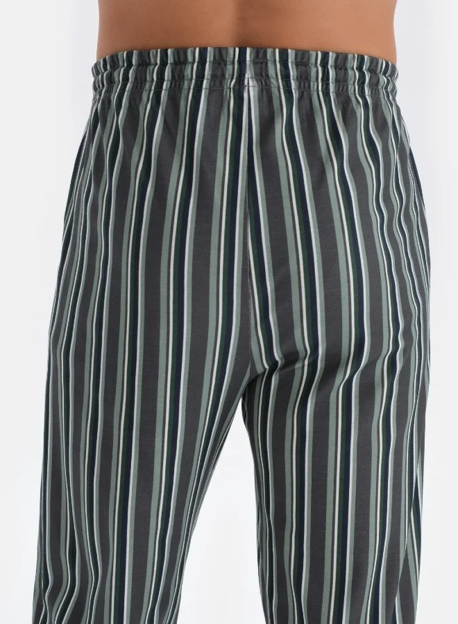dagi Striped Shirt & Trousers Pajama Set Spread Collar Modal Mid Rise Sleepwear