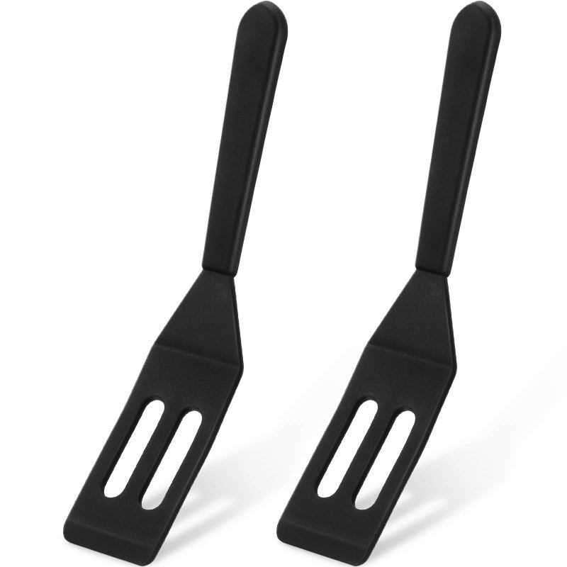 Patelai Mini Brownie Serving Spatula Flexible Nonstick Silicone Serve Turner Heat-Resistant Cookie Spatula Slotted Spatula for Flip Egg in Small Frying Pan Cookie Batter Lemon Square (Black  2)  - Image 1