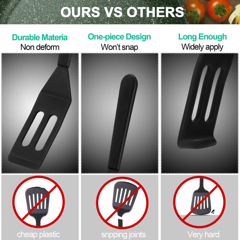 Patelai Mini Brownie Serving Spatula Flexible Nonstick Silicone Serve Turner Heat-Resistant Cookie Spatula Slotted Spatula for Flip Egg in Small Frying Pan Cookie Batter Lemon Square (Black  2)  - Image 4