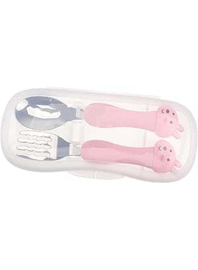 Stainless Steel Portable Spoon Fork Set Cartoon Animal Design Durable Tableware Kit with Storage Box - Image 1