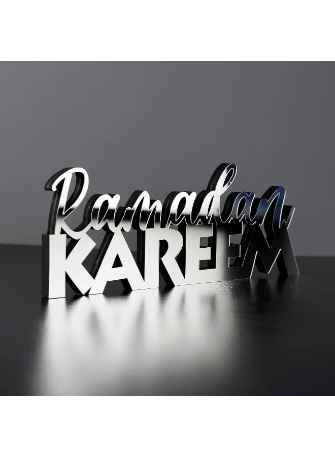 TPGP | Wooden Acrylic Islamic Tabletop Decors | Ramadan Kareem and Eid Mubarak Decoration | Islamic Muslim Gifts | Ramadan Eid Decoration | (Ramadan Kareem-6, Silver)  - Image 5