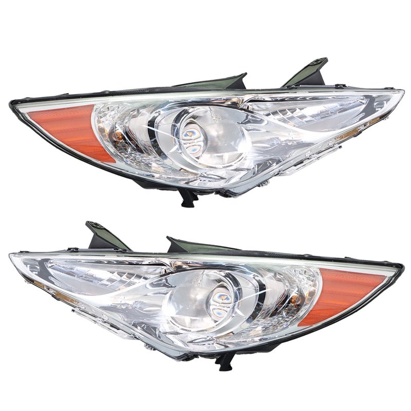 GENRICS Headlights Headlamp Replacement for Sonata 2011-2014 Projector Headlight Clear Lens Amber Corner Pair Left and Right Side Replacement for HY2502159 HY2503159 - Image 2