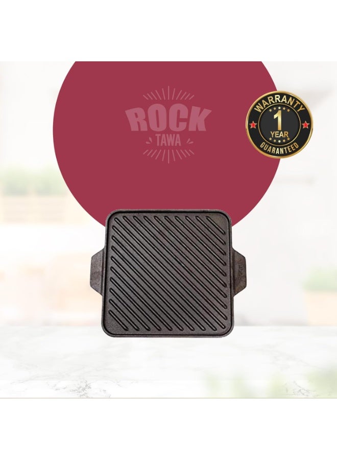 Rock Tawa شواية روك تاوا قابلة للعكس / تاوا 10.5 بوصة من الحديد الزهر المتبل مسبقًا - Image 4