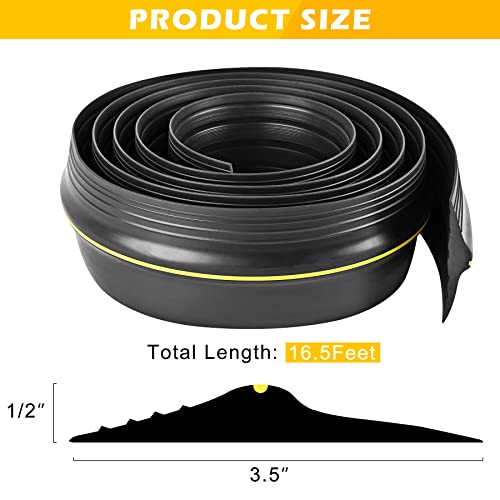 Papillon 16.5Ft Universal Garage Door Bottom Threshold Seal Strip with 20oz Glue Gel, Weatherproof Rubber DIY Weather Stripping Replacement - Black - Image 2