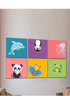 Droplyte 6 Piece Dolphin, Panda, Bee, Penguin, Frog Kids Room Animal Decorative Wall Art Wall Decor Card Board MDF Home Decor for Living Room, Drawing Room, Office Room and Bedroom 90CM x 60CM  - Image 2