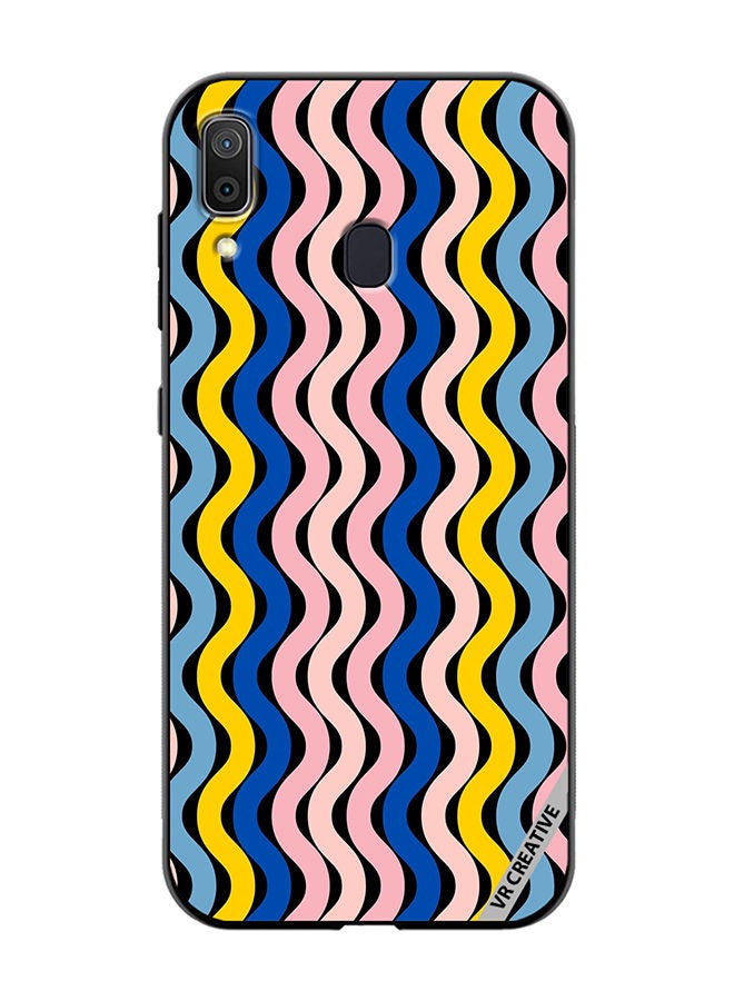 VR CREATIVE Protective Case Cover For Samsung Galaxy A30 Retro Vintage Waves Groove Design Multicolour - Image 1