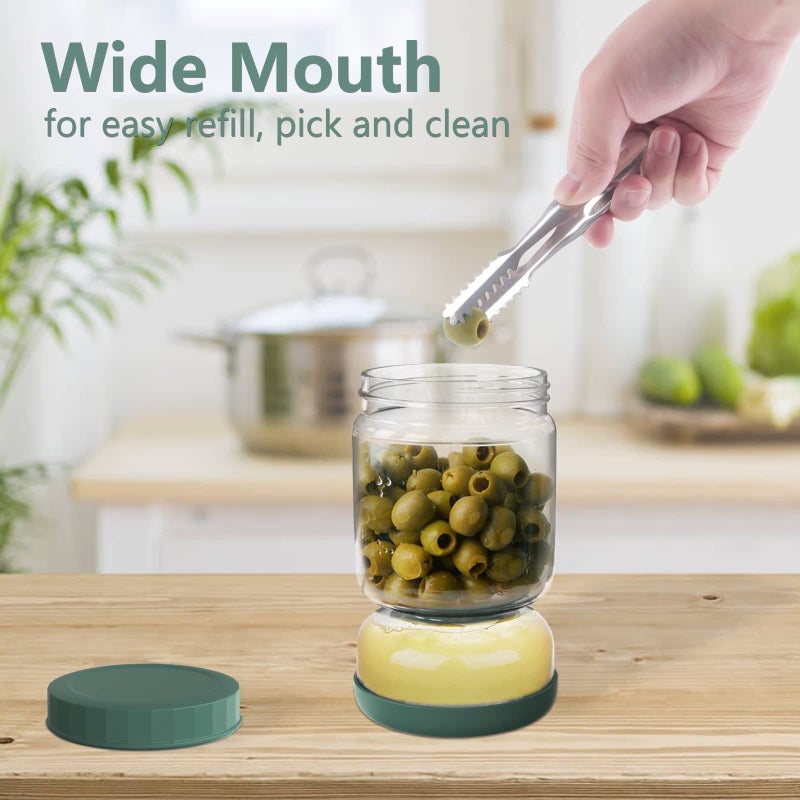 Luvan Glass Pickle Jar  34Oz Pickle Container With Strainer  Leakproof Kraut And Olive Hourglass Jug  Olive Jar With Airtight Lid  Multifunction Jalapeno Container  Gherkin Flip Jar For Fridge - Image 4